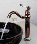 Antique rose gold & white brass bathroom faucet set with hand shower