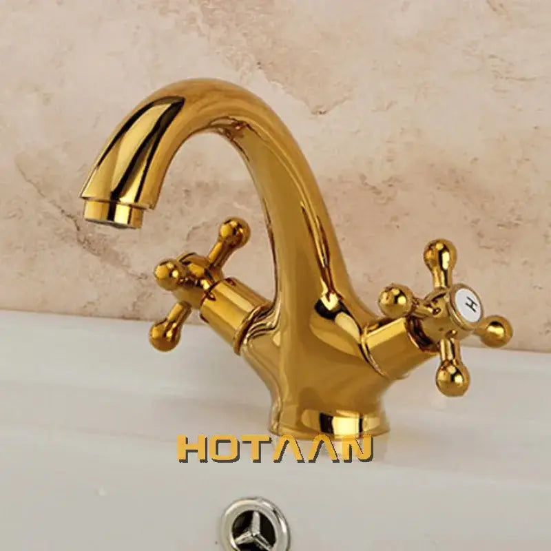 Classic chrome basin mixer tap bathroom cross handle faucet