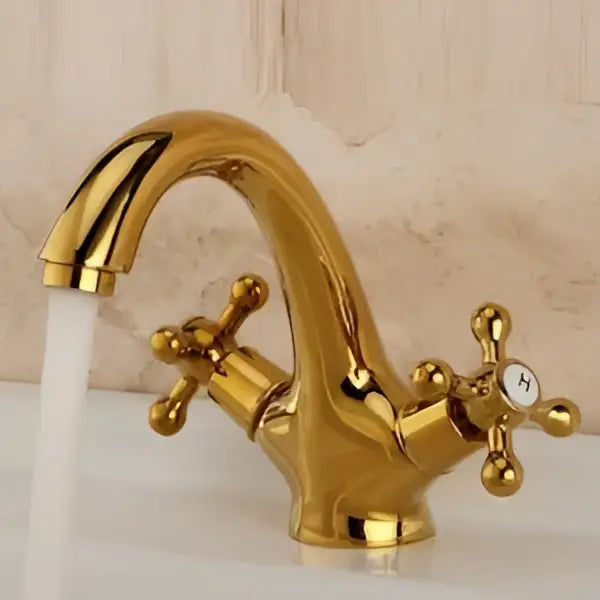 Classic chrome basin mixer tap bathroom cross handle faucet