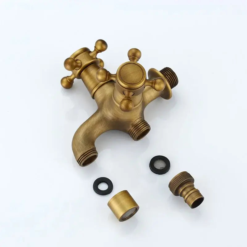 Antique brass dual cross handles faucet laundry room mop pool tap