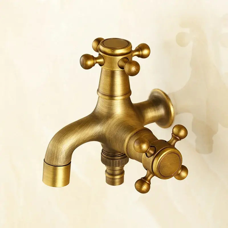 Antique brass dual cross handles faucet laundry room mop pool tap
