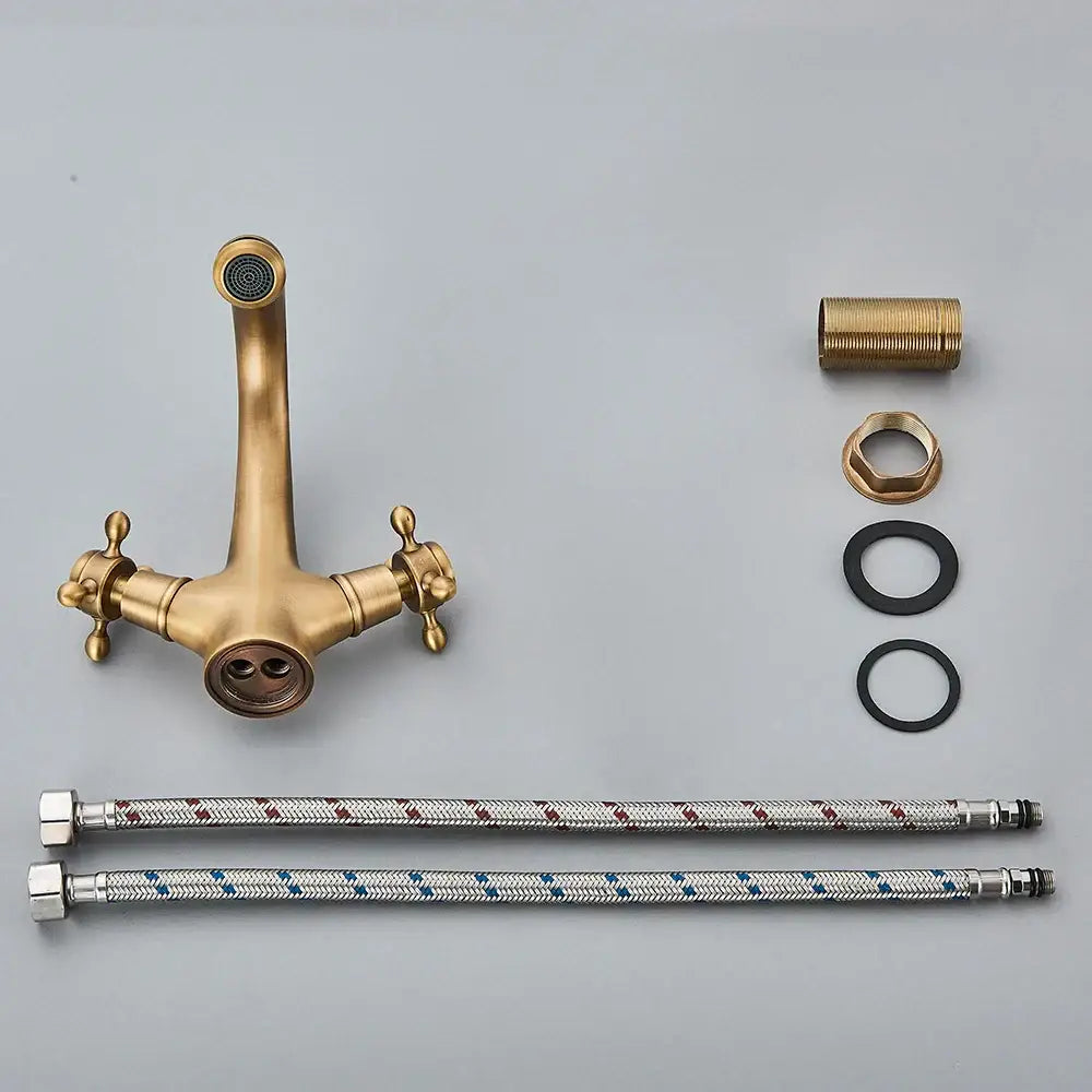 Antique brass dual handle basin faucet bathroom mixer tap