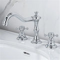 Antique brass gold bathroom basin faucet with ornate cross handles