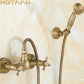 Antique brass hand held shower head kit bathroom wall mount faucet