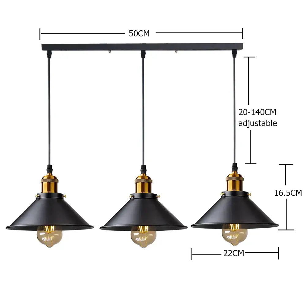 Industrial black & antique brass kitchen pendant light