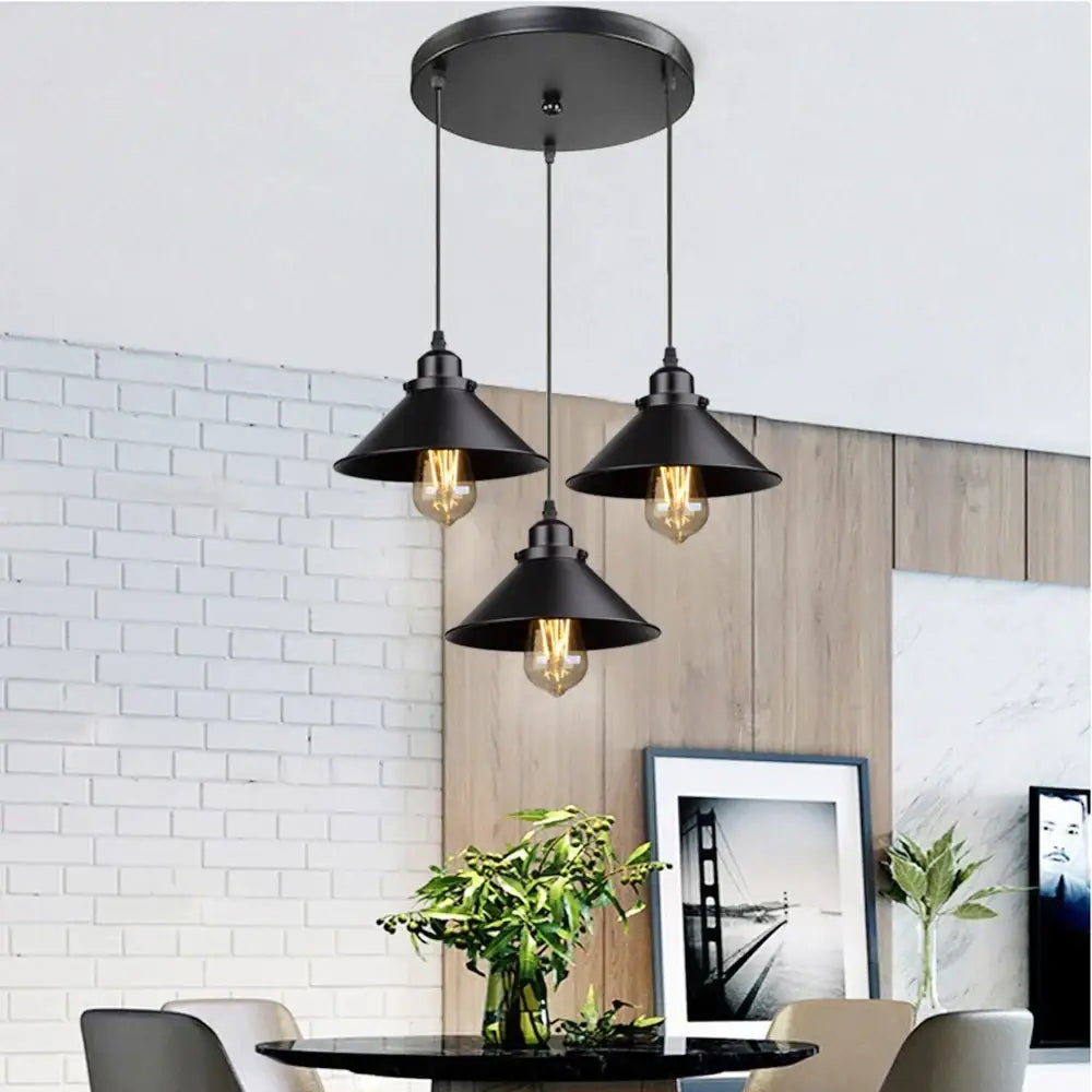 Industrial black & antique brass kitchen pendant light