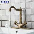 Antique brass farmhouse kitchen tap with double cross handles