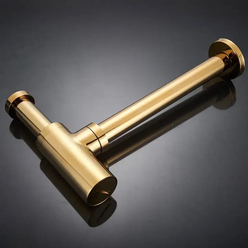 Modern matte black brass round siphon p-trap bathroom vanity drain