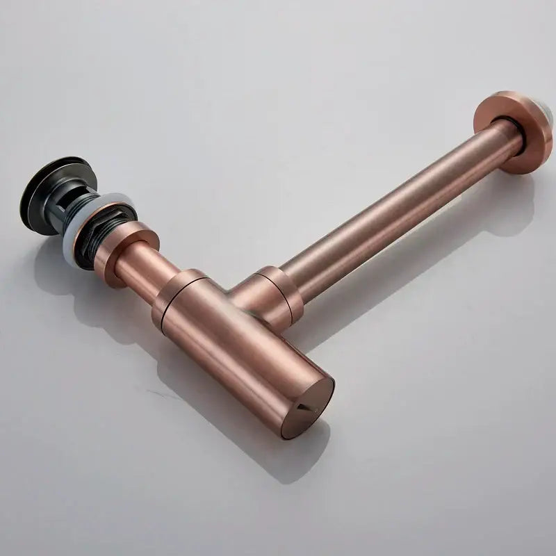 Modern matte black brass round siphon p-trap bathroom vanity drain