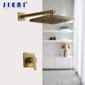 Antique brass round rainfall shower faucet set bathroom fixtures