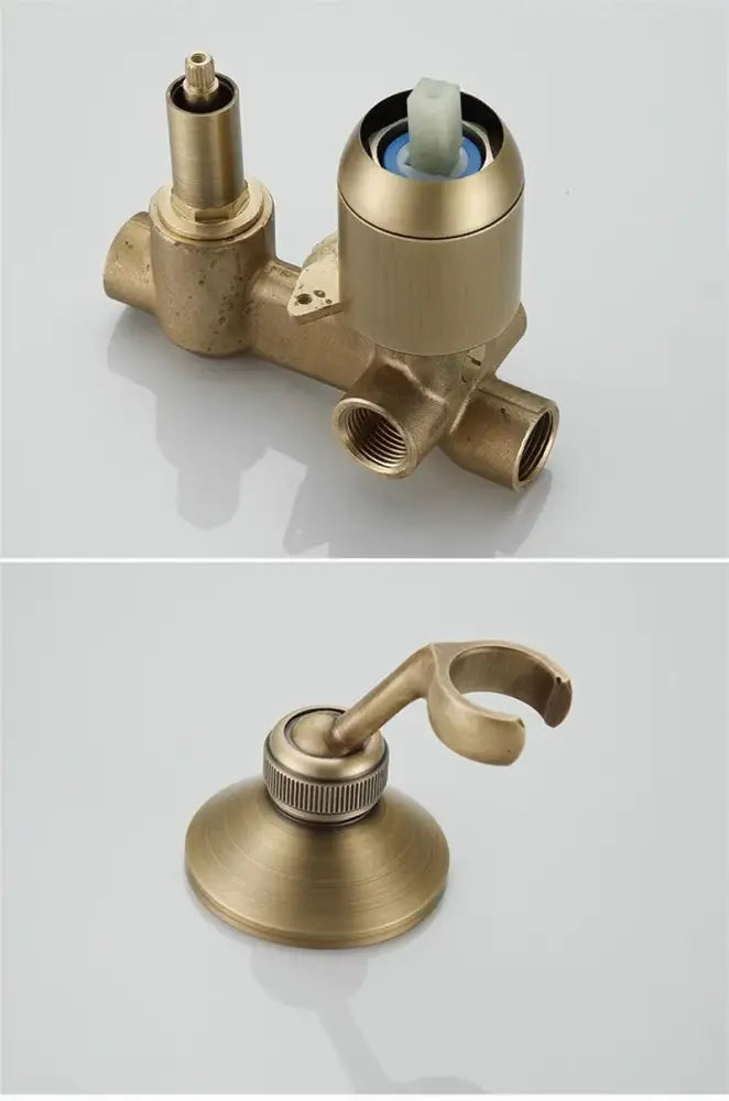Antique brass shower faucet set with handheld spray – bathroom kit