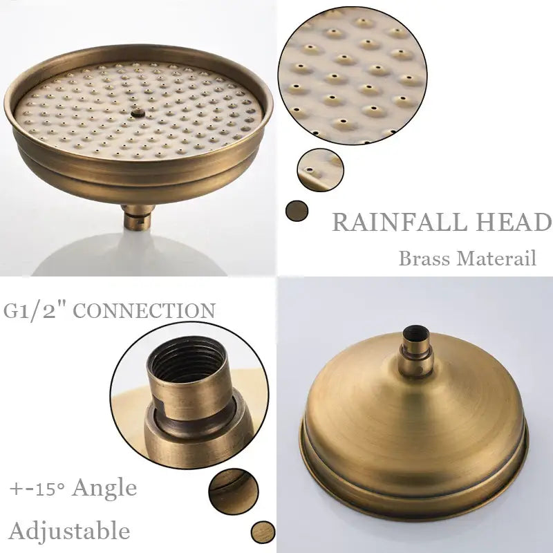 Antique brass shower set with handheld nozzle – bathroom rain faucet