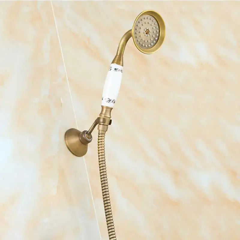 Antique brass shower set with handheld sprayer – bathroom kit