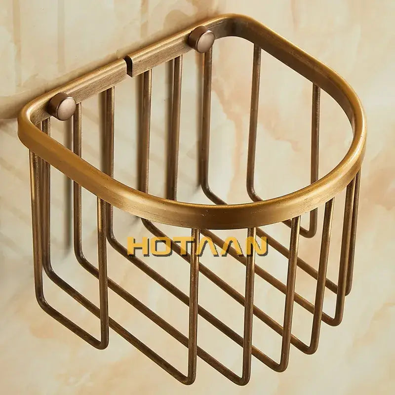 Antique brass toilet paper holder bathroom wall mounted rack
