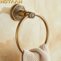 Antique brass floral towel ring bathroom wall mount holder