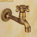 Antique brass wall mount cross handle faucet garden tap