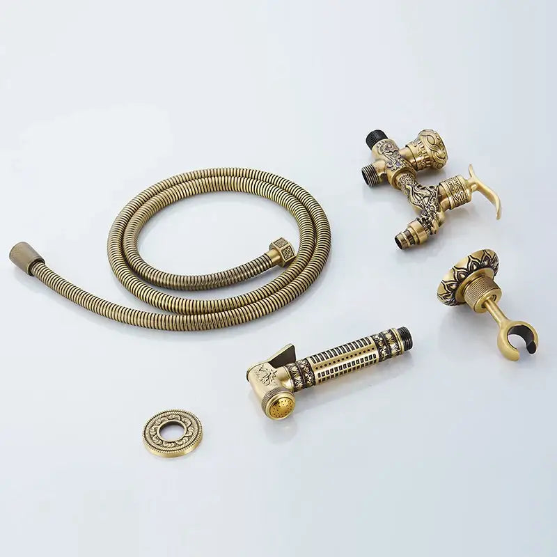 Antique dragon brass wall mount bidet faucet bathroom shower spray
