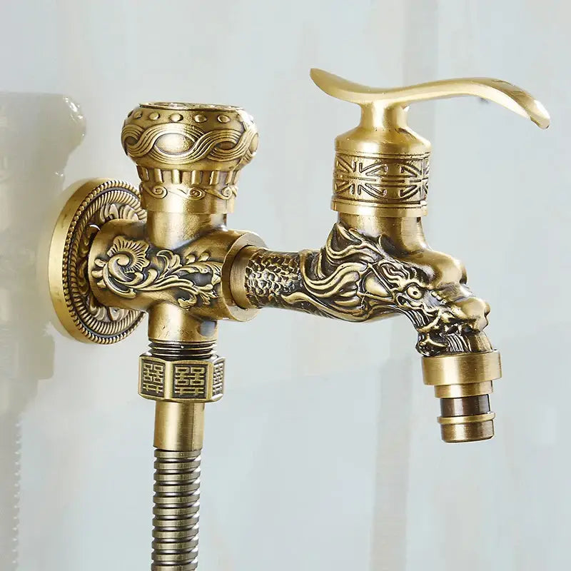 Antique dragon brass wall mount bidet faucet bathroom shower spray