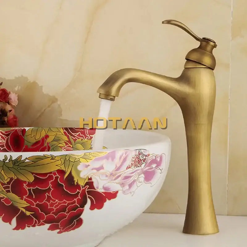 Modern antique brass waterfall basin faucet bathroom sink mixer