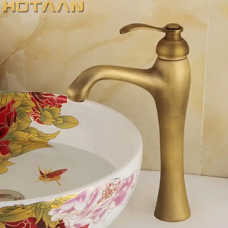 Modern antique brass waterfall basin faucet bathroom sink mixer