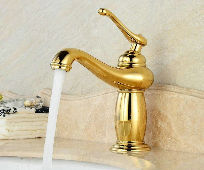 Antique bronze bathroom faucet with white ceramic ornate handle