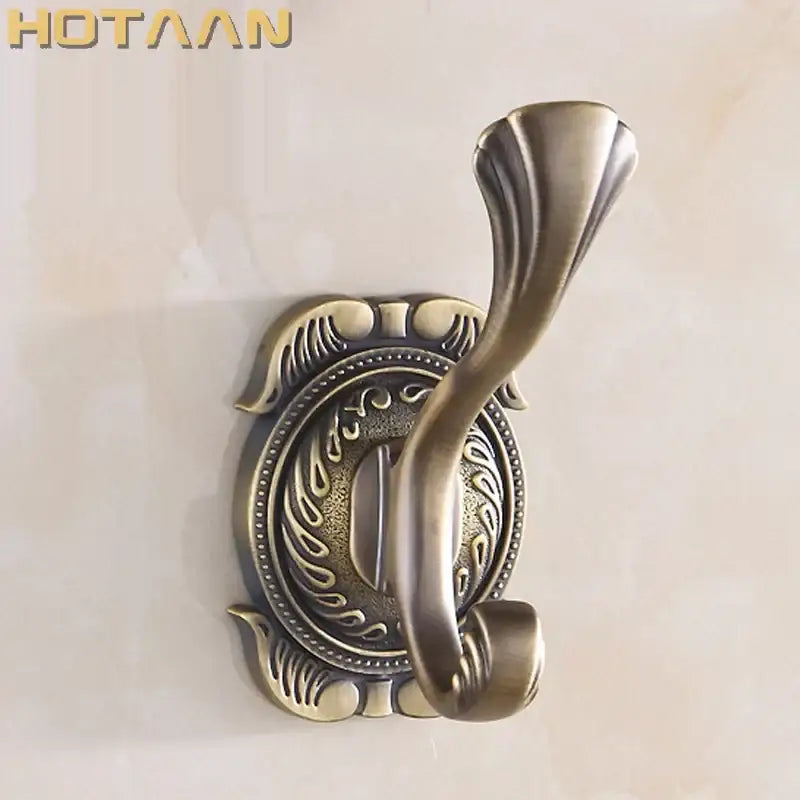 Ornate antique bronze wall hooks bathroom scrollwork rack