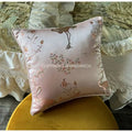 Antique crane floral jacquard pink satin pillow case bedroom decor