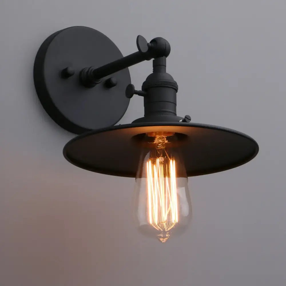 Industrial matte black wall sconce – bedroom antique finish light