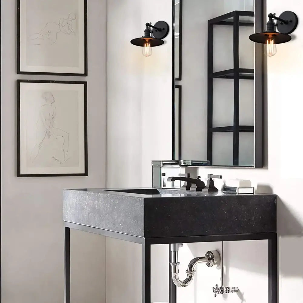 Industrial matte black wall sconce – bedroom antique finish light