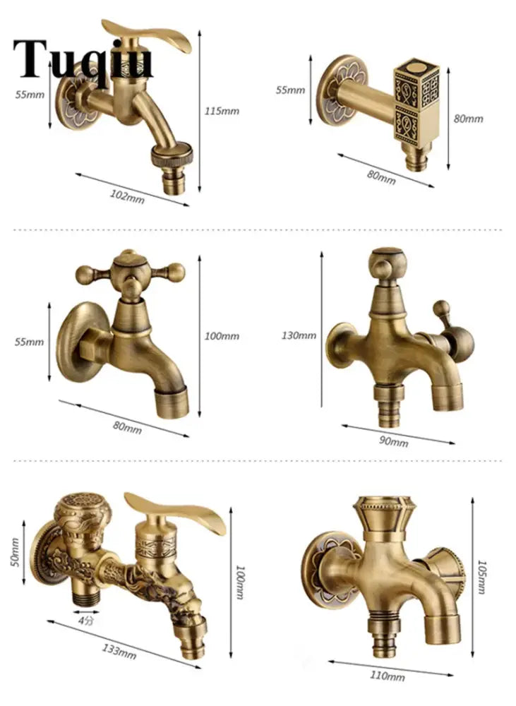 Antique dragon brass garden bibcocks tap garden washing faucet