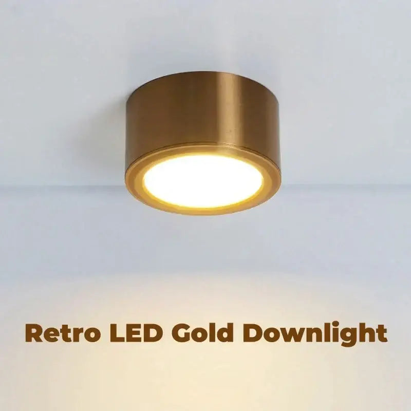 Antique gold led ceiling downlights living room retro brass lighting