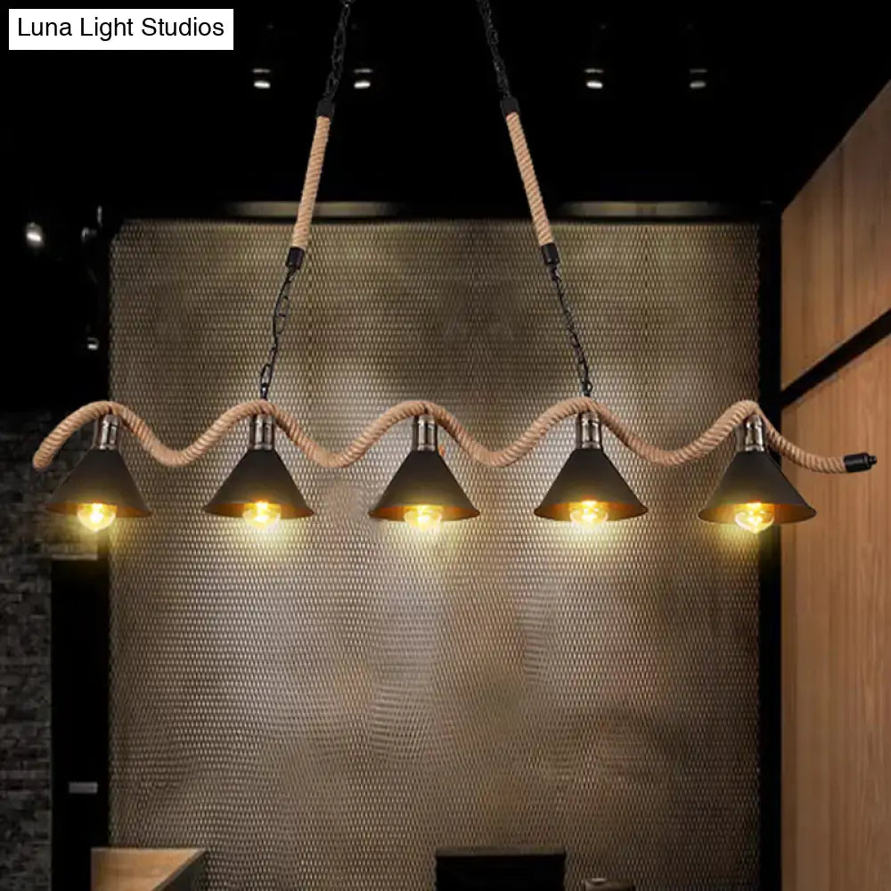 Industrial industrial iron hanging island light kitchen black & beige