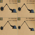 Industrial black wall lights with double swing arms for study room
