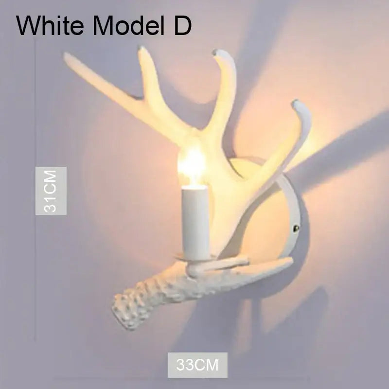 Retro natural wood resin antler chandelier dining room light
