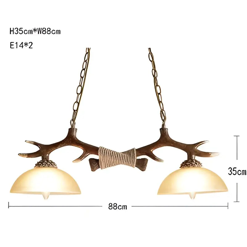 Rustic brown antler resin chandelier dining room rope pendant light
