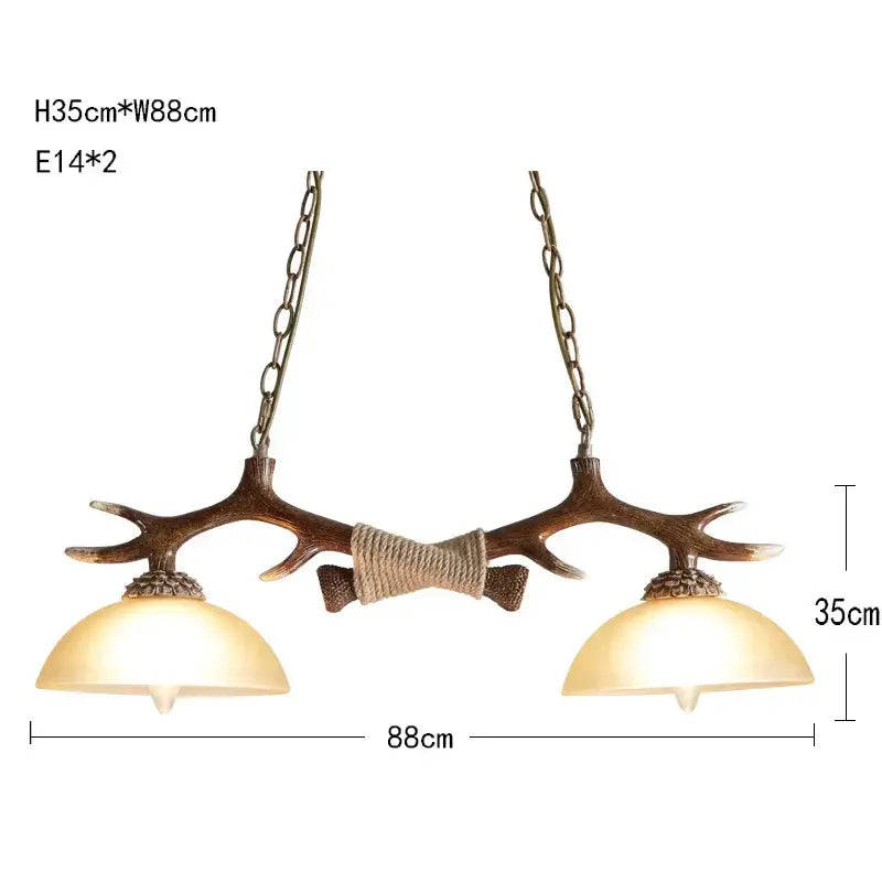 Rustic brown antler resin chandelier dining room rope pendant light