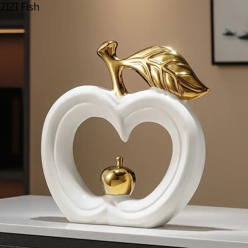 Minimalist white and gold apple sculpture bedroom desk decor