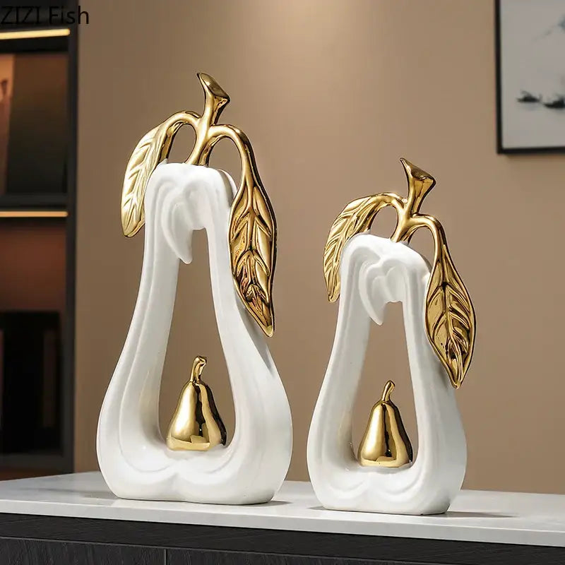 Minimalist white and gold apple sculpture bedroom desk decor