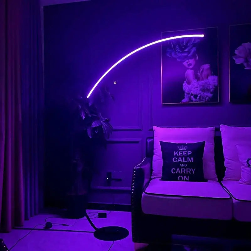 Modern black arc led floor lamp – living room minimalist light