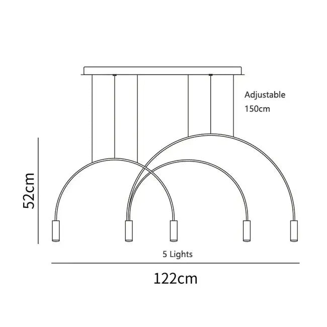 Modern black & gold arc pendant light chandelier – kitchen island