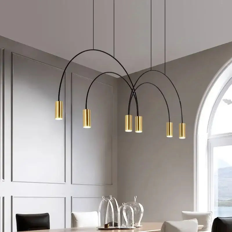Modern black & gold arc pendant light chandelier – kitchen island