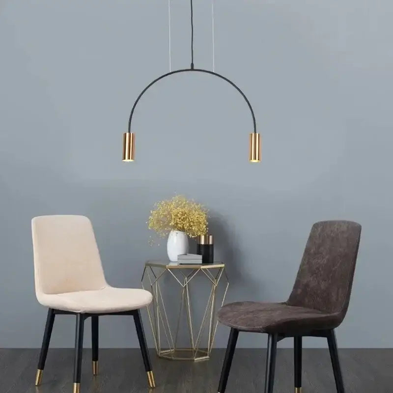 Modern black & gold arc pendant light chandelier – kitchen island