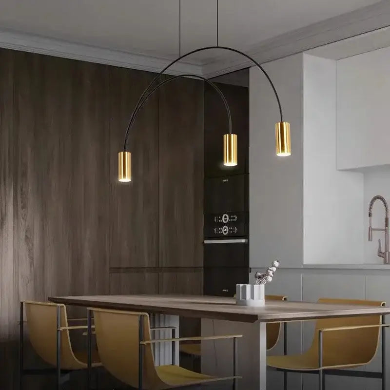 Modern black & gold arc pendant light chandelier – kitchen island
