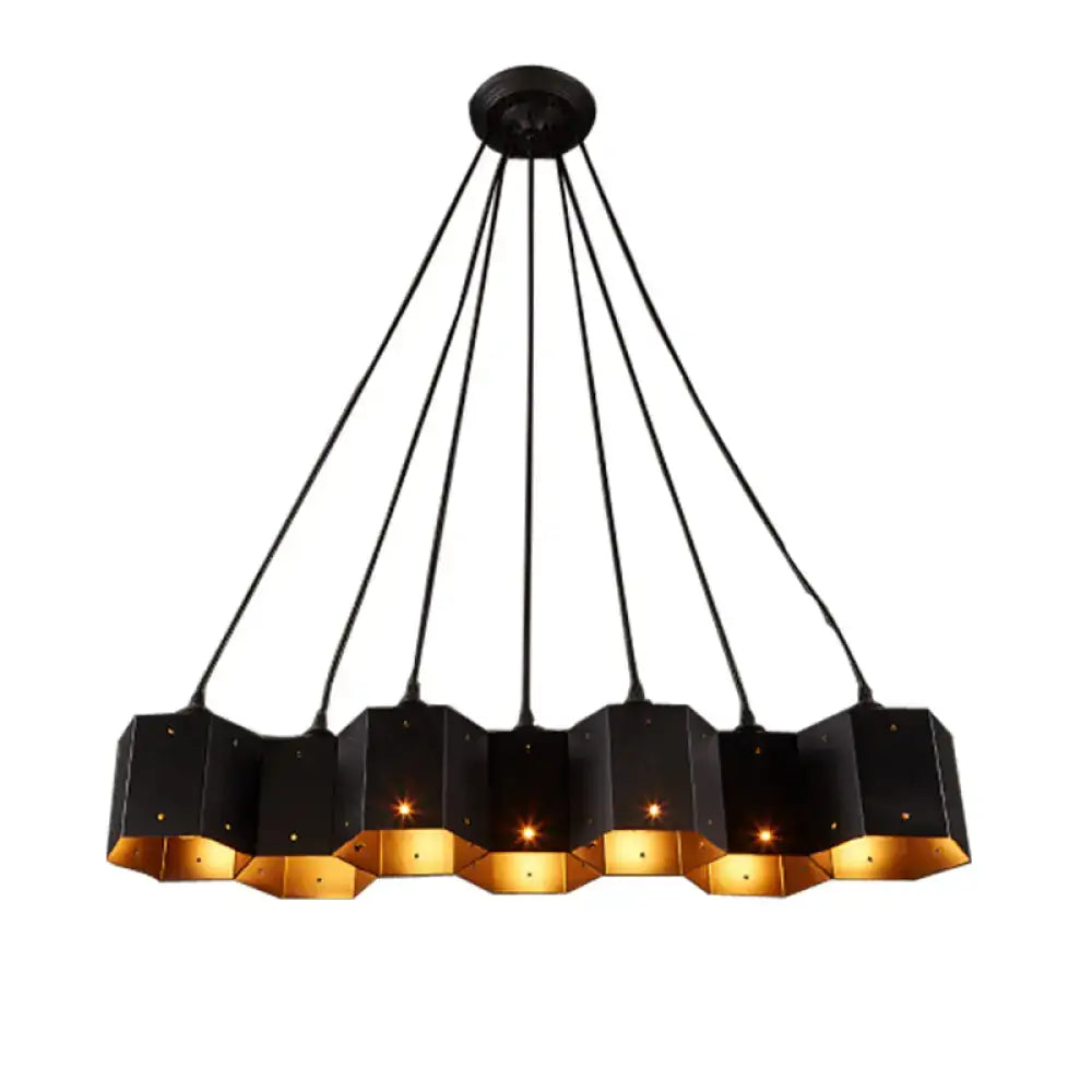 Art deco black & gold geometric ceiling light dining room