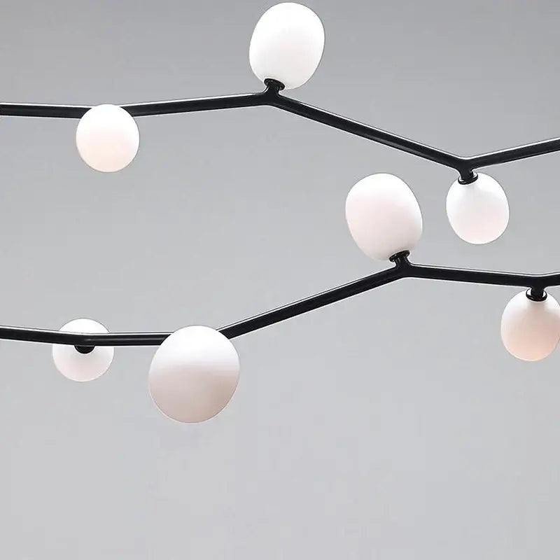 Art deco branches black & white glass chandelier dining room light