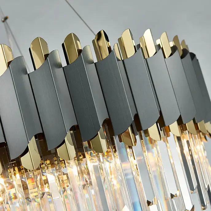 Art deco golden crystal chandelier dining room led hanging lamp