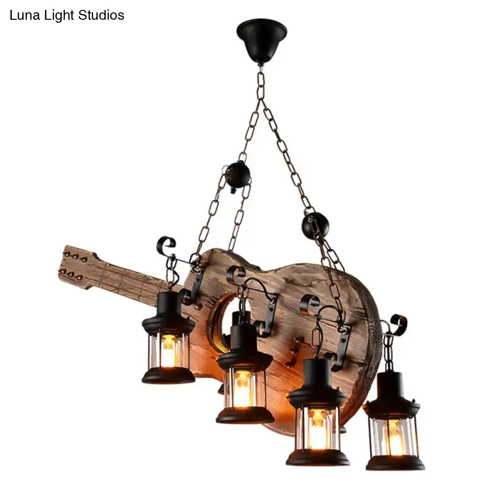 Art deco light wood guitar pendant – dining room rustic chandelier