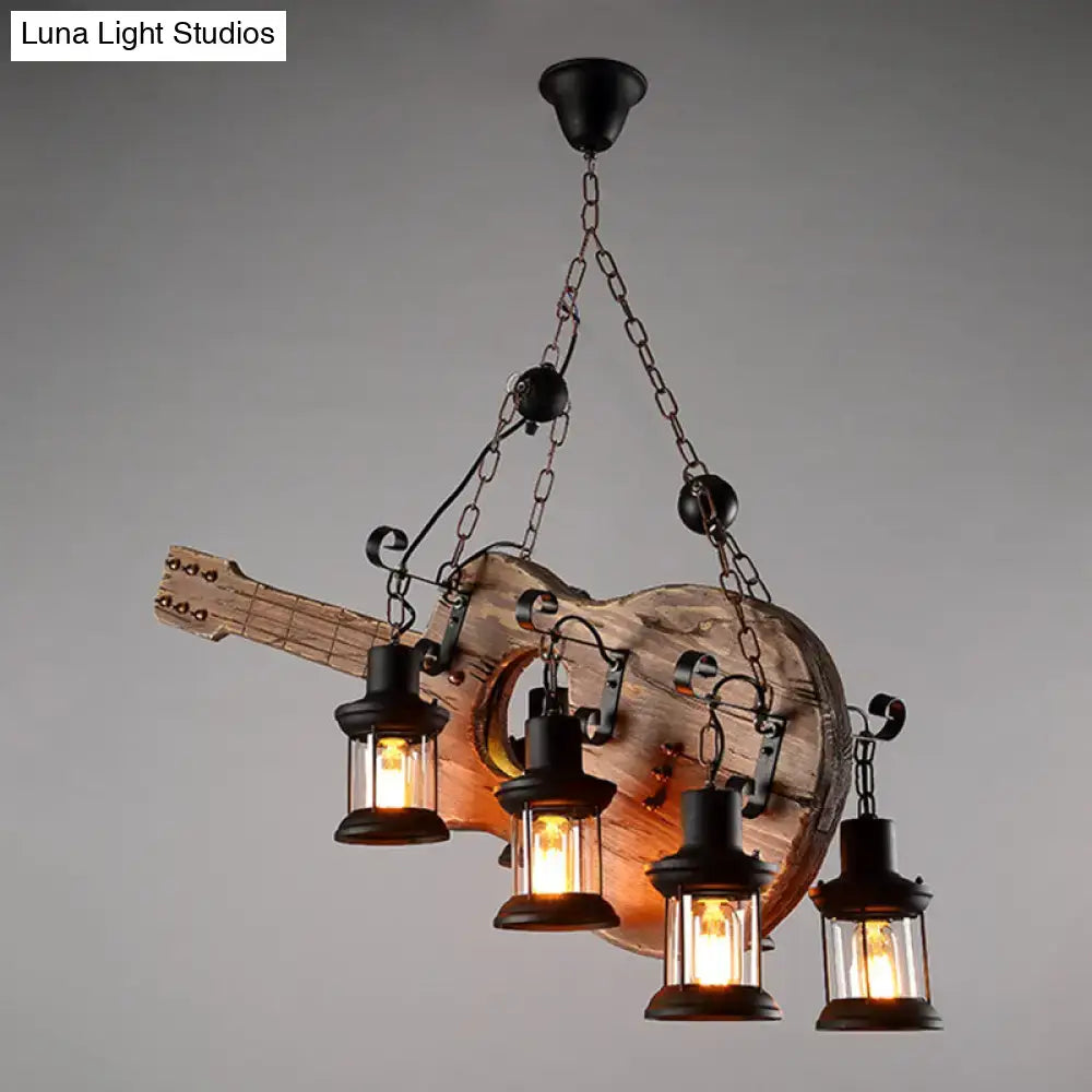 Art deco light wood guitar pendant – dining room rustic chandelier