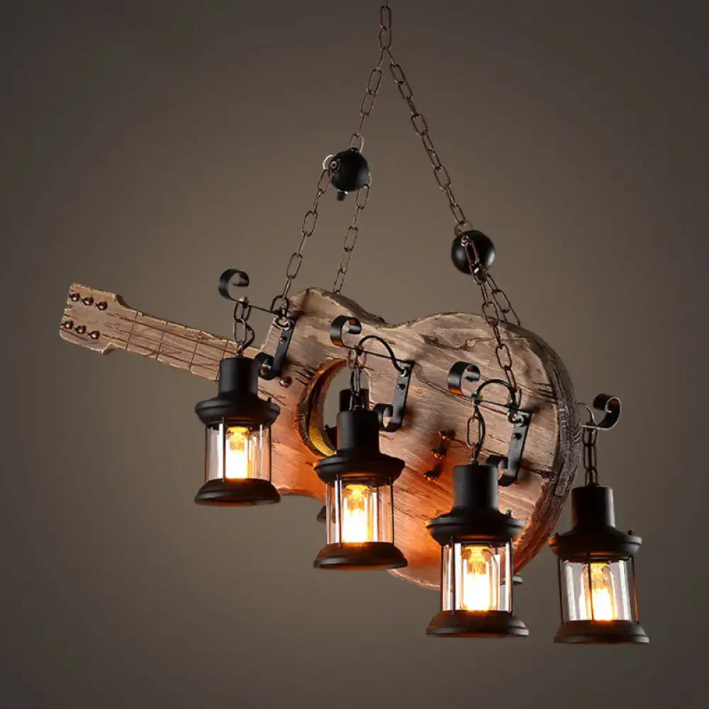 Art deco light wood guitar pendant – dining room rustic chandelier