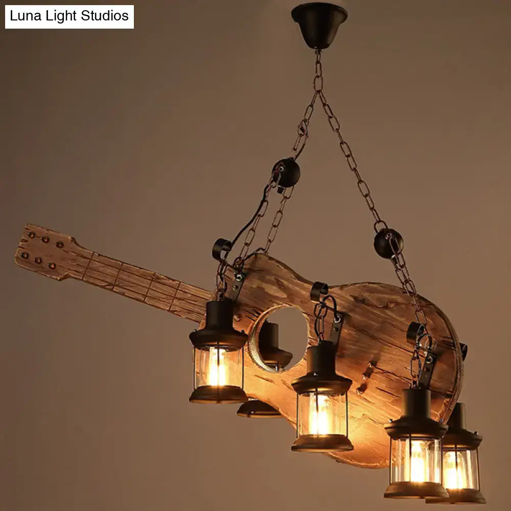 Art deco light wood guitar pendant – dining room rustic chandelier